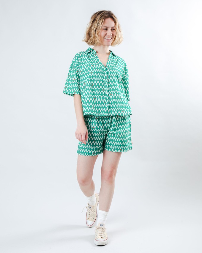 Sunset Cropped Blouse Green from Brava Fabrics