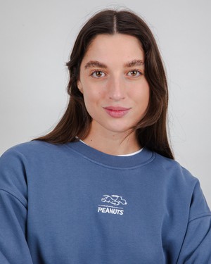 Peanuts Everybody’s in a Hurry Sweatshirt Indigo from Brava Fabrics