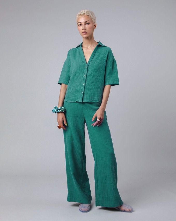 Bubble Wide Leg Pants Green from Brava Fabrics