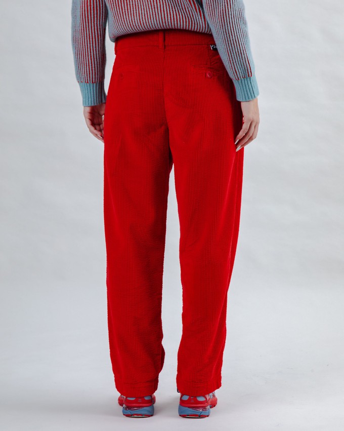 Corduroy Pleated Pants Red from Brava Fabrics