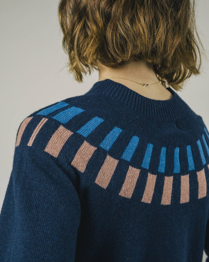 Cube Jacquard Sweater Navy from Brava Fabrics