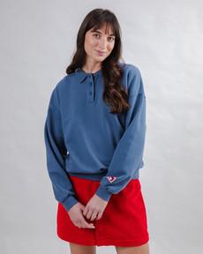 Brava Gum Polo Sweatshirt Indigo via Brava Fabrics