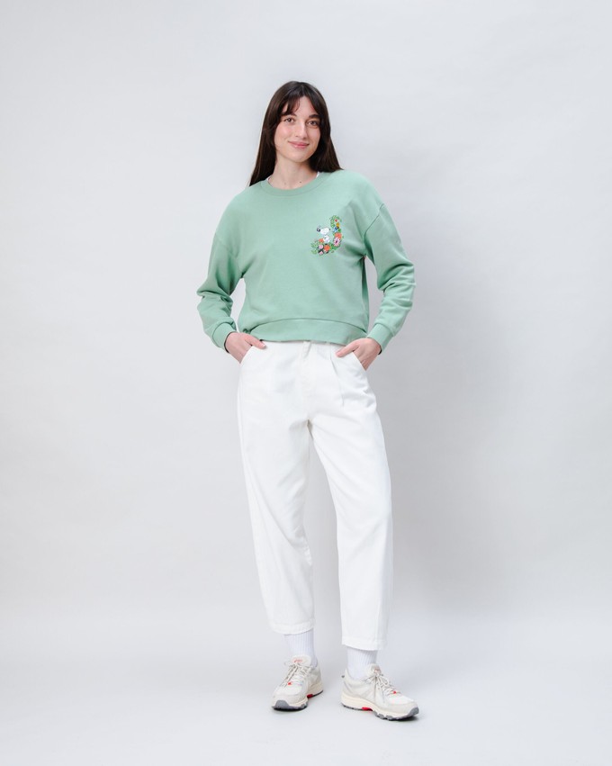 Peanuts Flowers Sweatshirt Light Green from Brava Fabrics