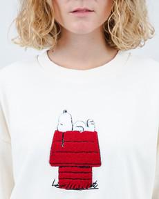 Peanuts Snoopy Doghouse Rounded Cotton Sweatshirt via Brava Fabrics