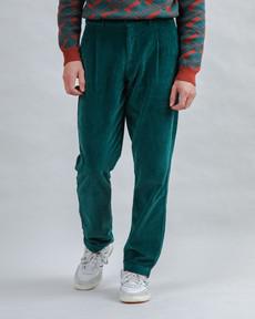 Corduroy Pleated Chino Pants Forest Green via Brava Fabrics