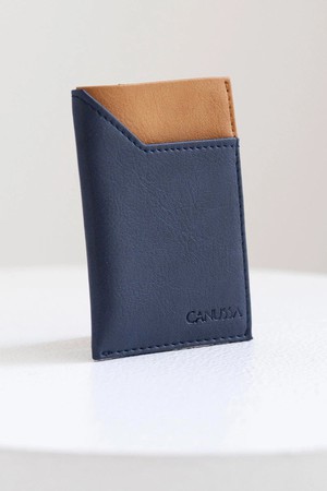 Slim Vegan Card holder -  Blue/Camel from CANUSSA