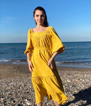 Alice Mustard Cotton Maxi Dress from Chillax