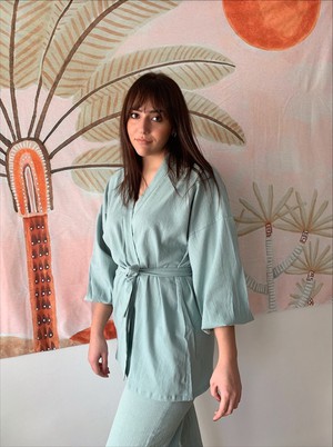 Alice Mint Crinkle Gauze Kimono from Chillax