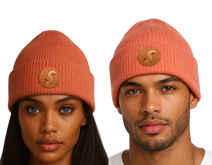 thies vegan Organic Beanie salmon from COILEX