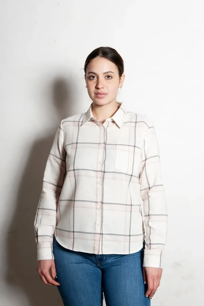 Duurzame ruiten blouse Zora | check creme pink from common|era sustainable fashion