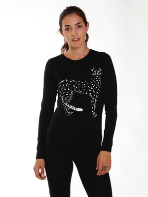 Organic T-Shirt Eucalyptus Matri - black with cheetah from CORA happywear