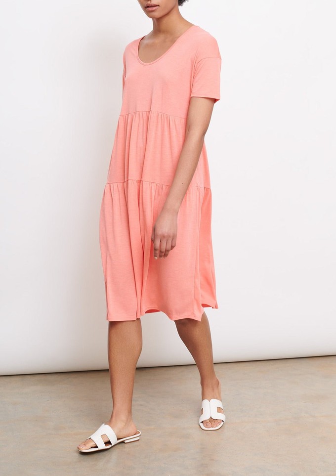 Tiered Dress in Coral from Cucumber Clothing