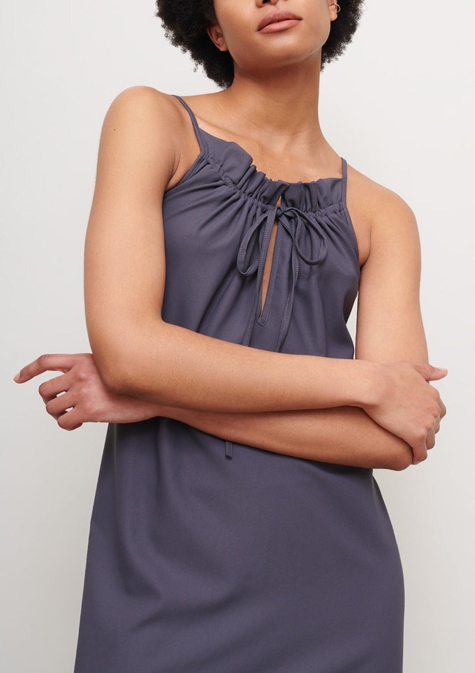 Ruffle Dress in Slate from Cucumber Clothing