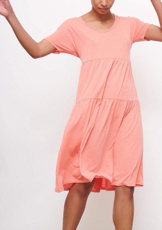 Tiered Dress in Coral from Cucumber Clothing