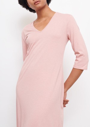 V Neck Three Quarter Sleeve Dress in Rose from Cucumber Clothing