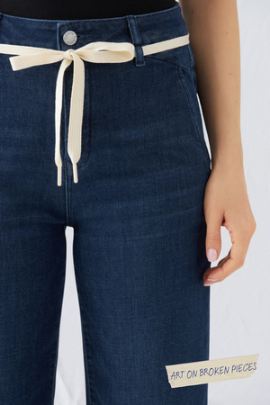 DEW Flared Soft Denim - French Pocket - Dark Blue - Art on Broken Pieces from DAWN Denim