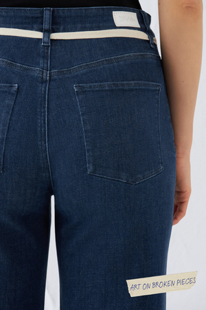 DEW Flared Soft Denim - French Pocket - Dark Blue - Art on Broken Pieces from DAWN Denim