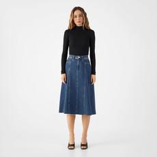SOL Skirt Minimal Stretch - Midi - Vintage Blue via DAWN Denim