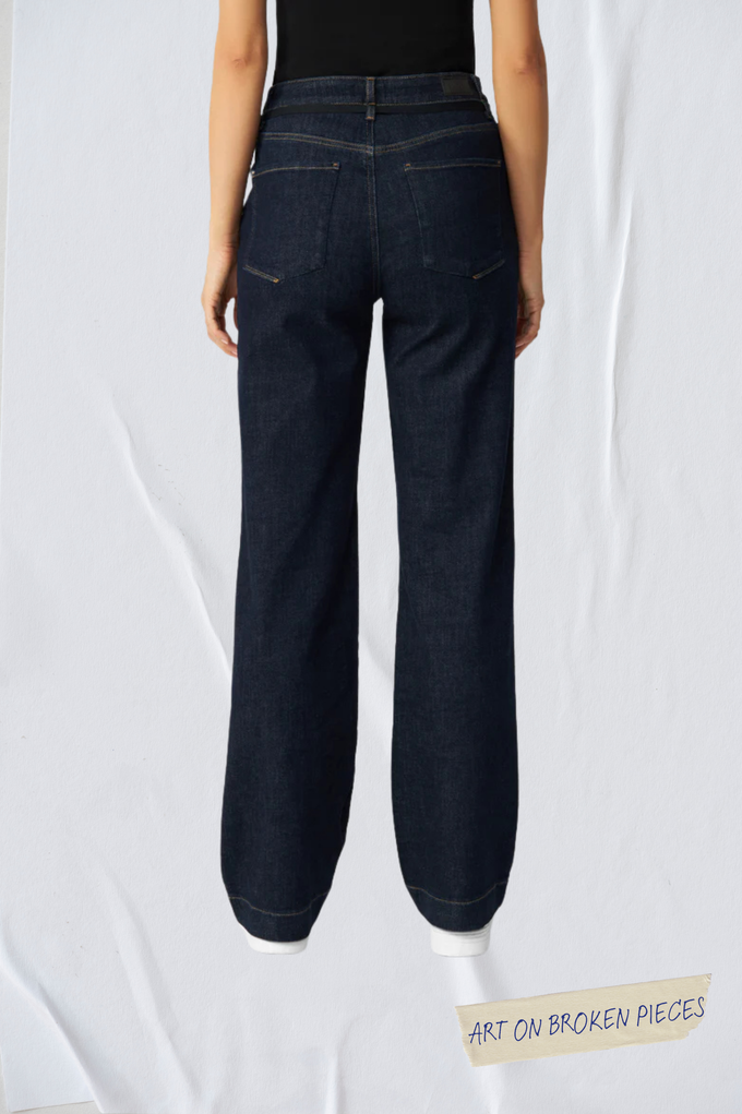 DEW Flared Soft Denim - French Pocket - Raw Blue - Art on Broken Pieces from DAWN Denim