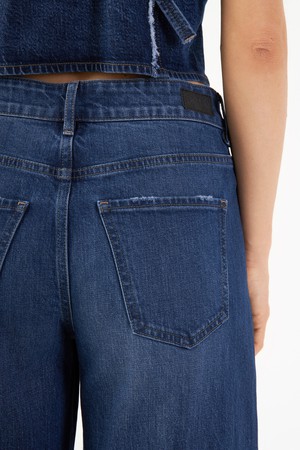 ASH Barrel Leg Minimal Stretch - Fringes - Dark Blue from DAWN Denim