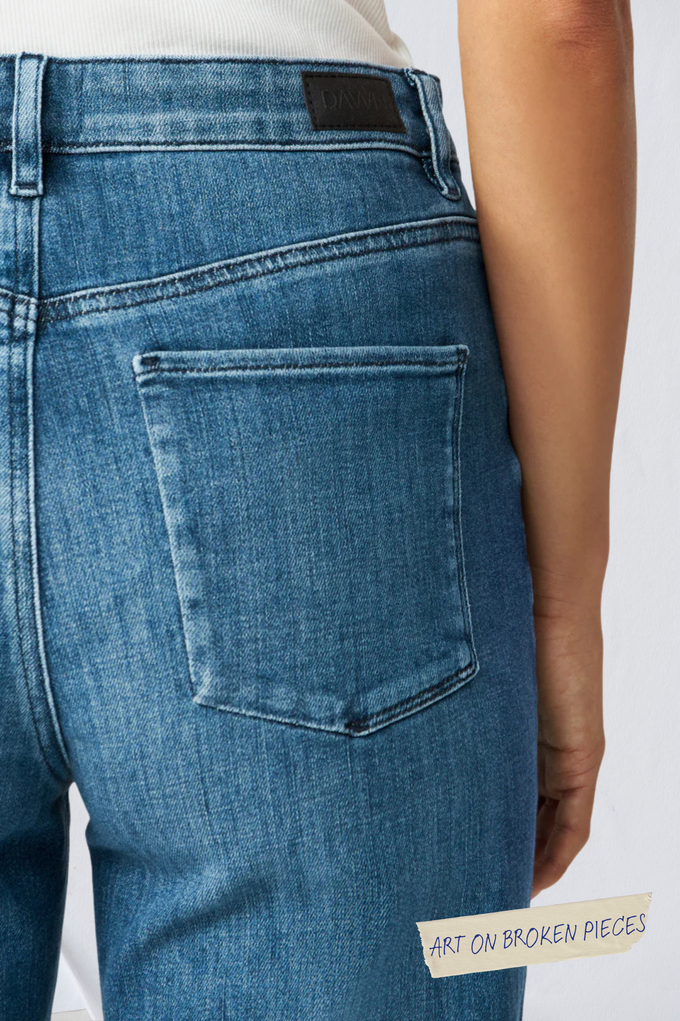DEW Flared Soft Denim - Classic - Medium Blue - Art on Broken Pieces from DAWN Denim