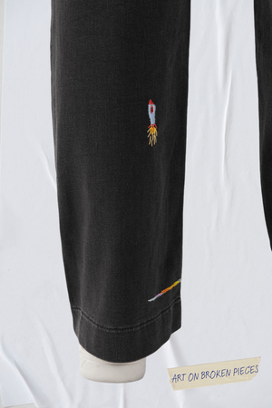 DEW Flared Soft Denim - French Pocket - Black Denim - Art on Broken Pieces from DAWN Denim