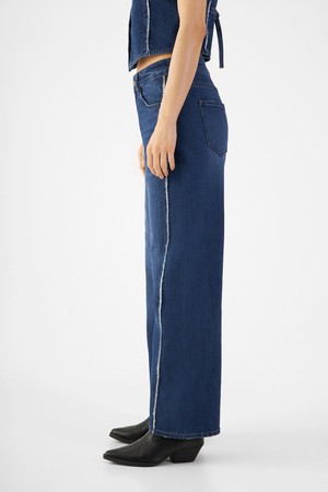 ASH Barrel Leg Minimal Stretch - Fringes - Dark Blue from DAWN Denim