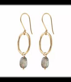 A BEAUTIFUL STORY •• Graceful Labradoriet Goud Oorbellen via De Groene Knoop