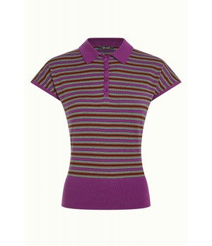 KING LOUIE •• Ann Polo Top Bee Stripe | Sparkling Purple from De Groene Knoop