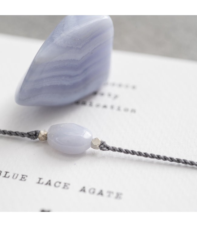 A BEAUTIFUL STORY Gemstone Card Blue Lace Agate Silver from De Groene Knoop