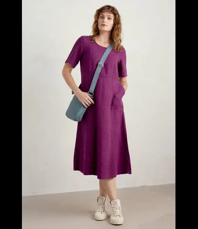 SEASALT CORNWALL •• Grass Wave Linen Midi Dress | Cassis from De Groene Knoop