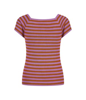 ZILCH •• Top Short Sleeve | Small Stripe Dewberry from De Groene Knoop