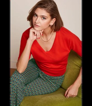 KING LOUIE •• Valentina Top Club | Spicy Orange Short Sleeve from De Groene Knoop