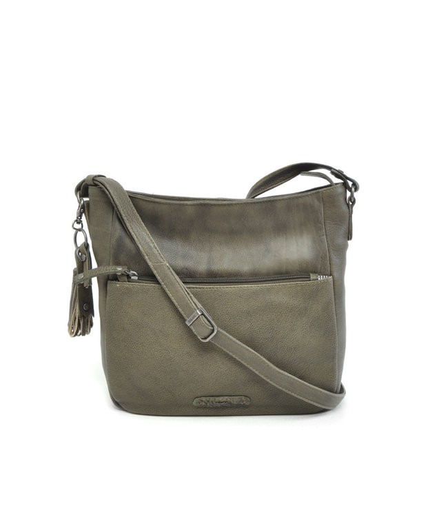 Berba Leren dames cross-shoulder tas Scotch  • Dark green from De Groene Knoop