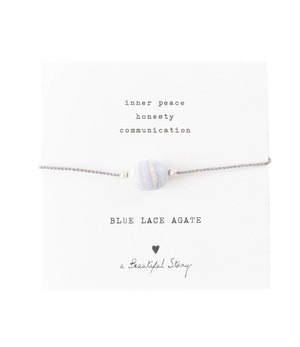 A BEAUTIFUL STORY Gemstone Card Blue Lace Agate Silver from De Groene Knoop