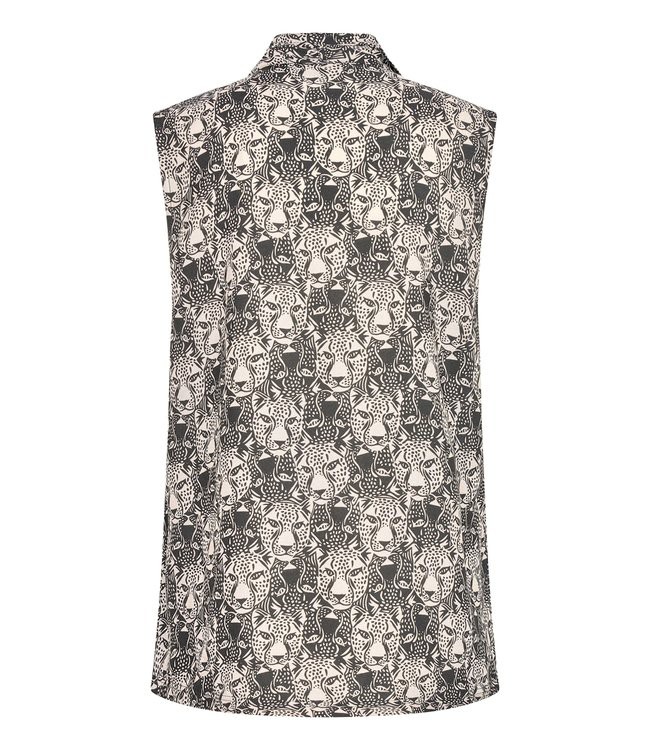 ZILCH •• BLOUSE SLEEVELESS | Panther black from De Groene Knoop