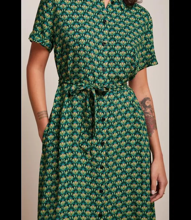 KING LOUIE •• Vica Dress Toulouse Dobby| Black from De Groene Knoop