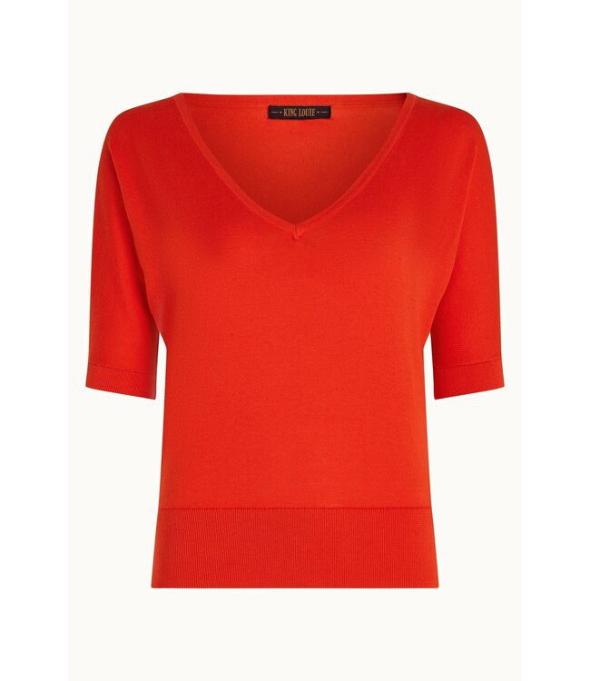KING LOUIE •• Valentina Top Club | Spicy Orange Short Sleeve from De Groene Knoop