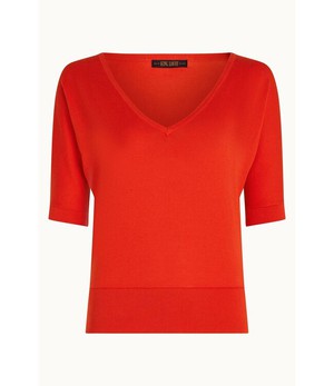 KING LOUIE •• Valentina Top Club | Spicy Orange Short Sleeve from De Groene Knoop