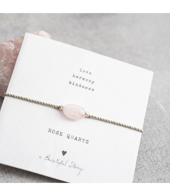 A BEAUTIFUL STORY •• Gemstone Card Rose Quartz Silver from De Groene Knoop
