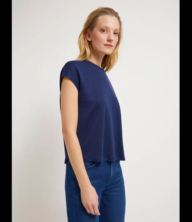 LANIUS •• Shirt uit bio linnen | Night blue from De Groene Knoop