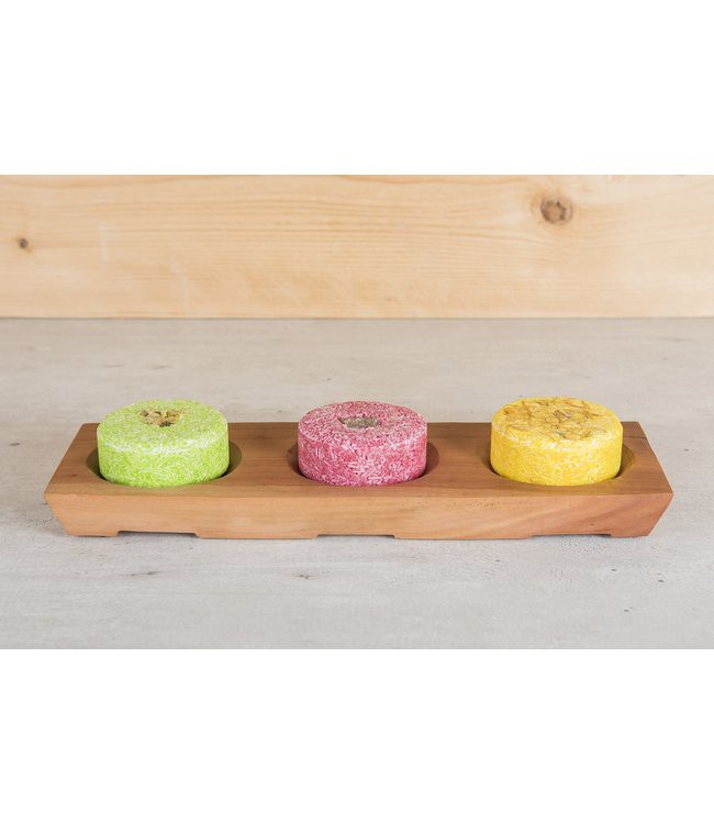 HappySoaps •• Houder van Mahonie Hout voor 3 Shampoo Bars from De Groene Knoop