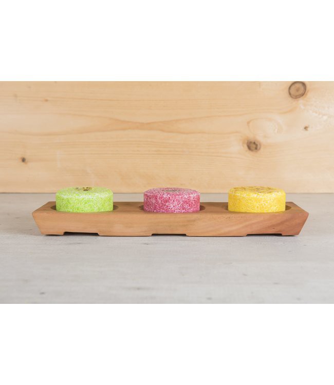 HappySoaps •• Houder van Mahonie Hout voor 3 Shampoo Bars from De Groene Knoop