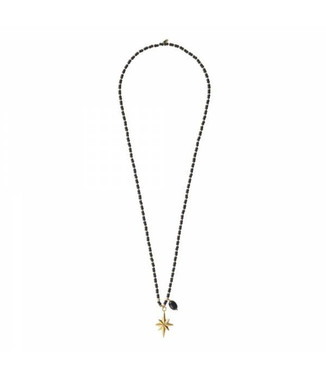 A BEAUTIFUL STORY •• Fantasy Zwarte Onyx Gouden Ketting from De Groene Knoop
