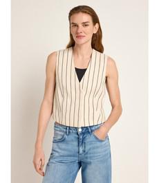 LANIUS •• Gestreept Gilet OCS | Creme/ Black via De Groene Knoop