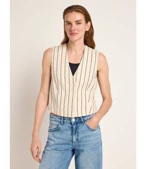 LANIUS •• Gestreept Gilet OCS | Creme/ Black from De Groene Knoop