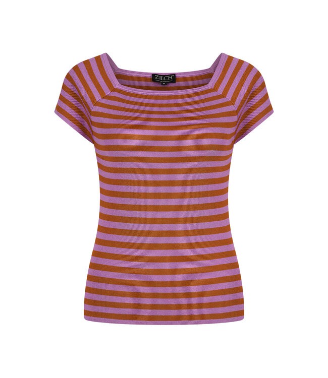 ZILCH •• Top Short Sleeve | Small Stripe Dewberry from De Groene Knoop