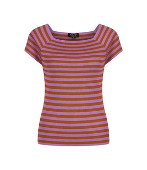 ZILCH •• Top Short Sleeve | Small Stripe Dewberry from De Groene Knoop