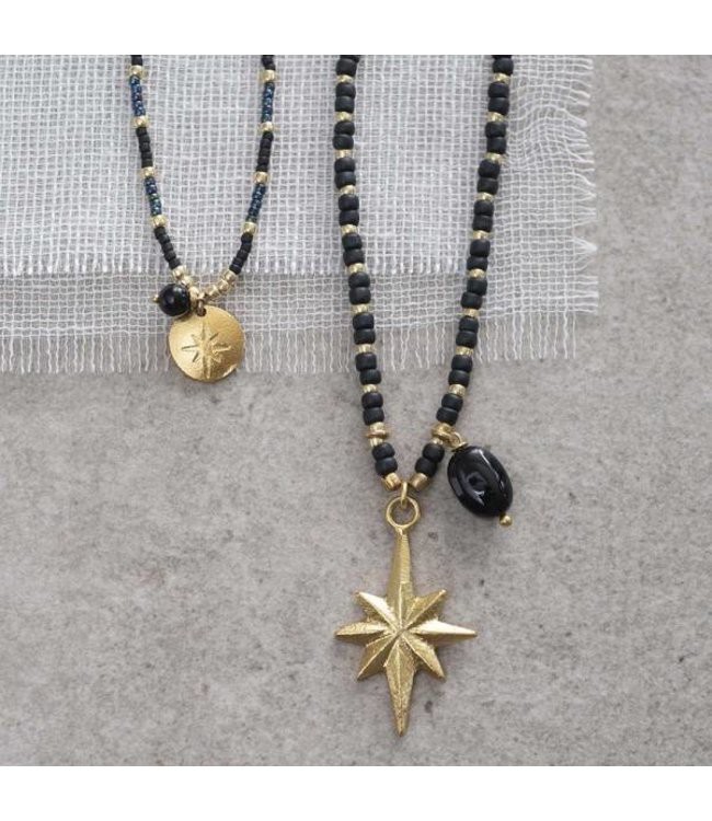 A BEAUTIFUL STORY •• Fantasy Zwarte Onyx Gouden Ketting from De Groene Knoop