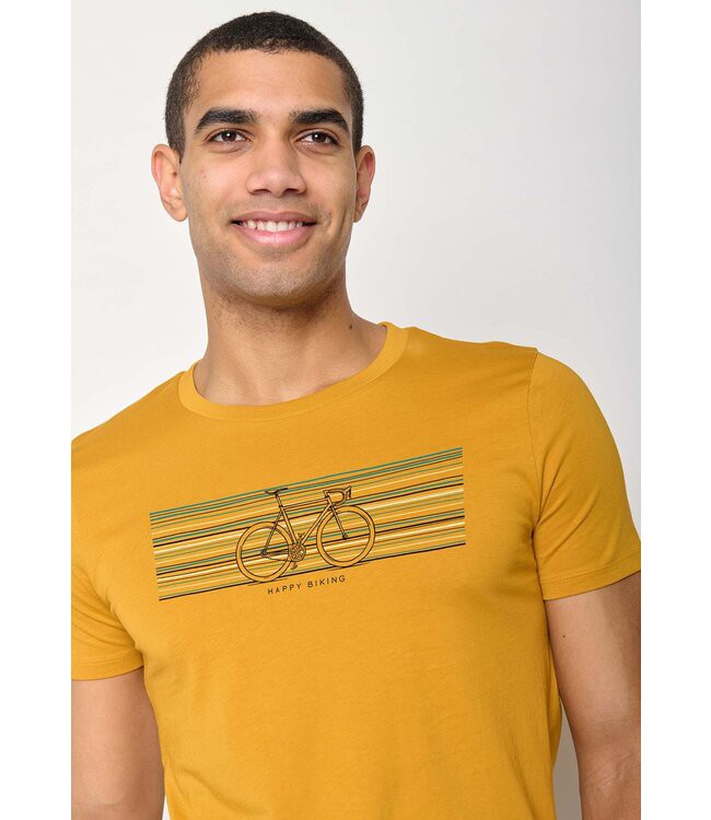 GREENBOMB •• T-shirt Bike Happy Guide | Ochre from De Groene Knoop